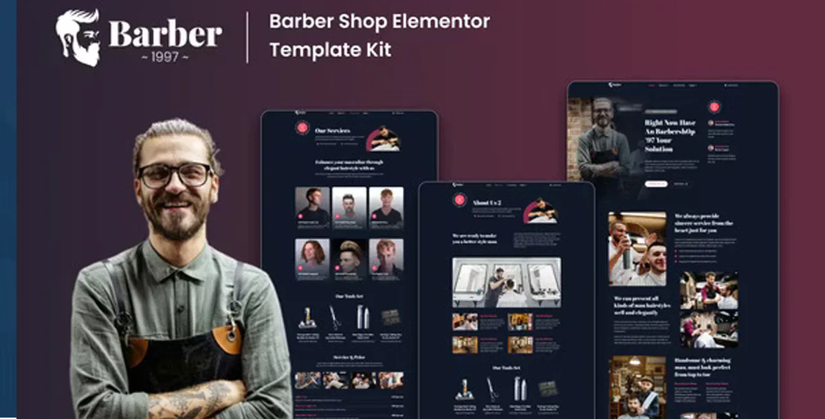 Barber 1997: Premium Elementor Template Kit for Modern Barbershops