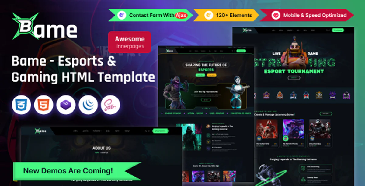 Bame - Gaming & Esports Website Template